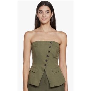 FOREVER 21 Olive Green Corset Top Jrs Med Military Utility Tiger Eye Buttons